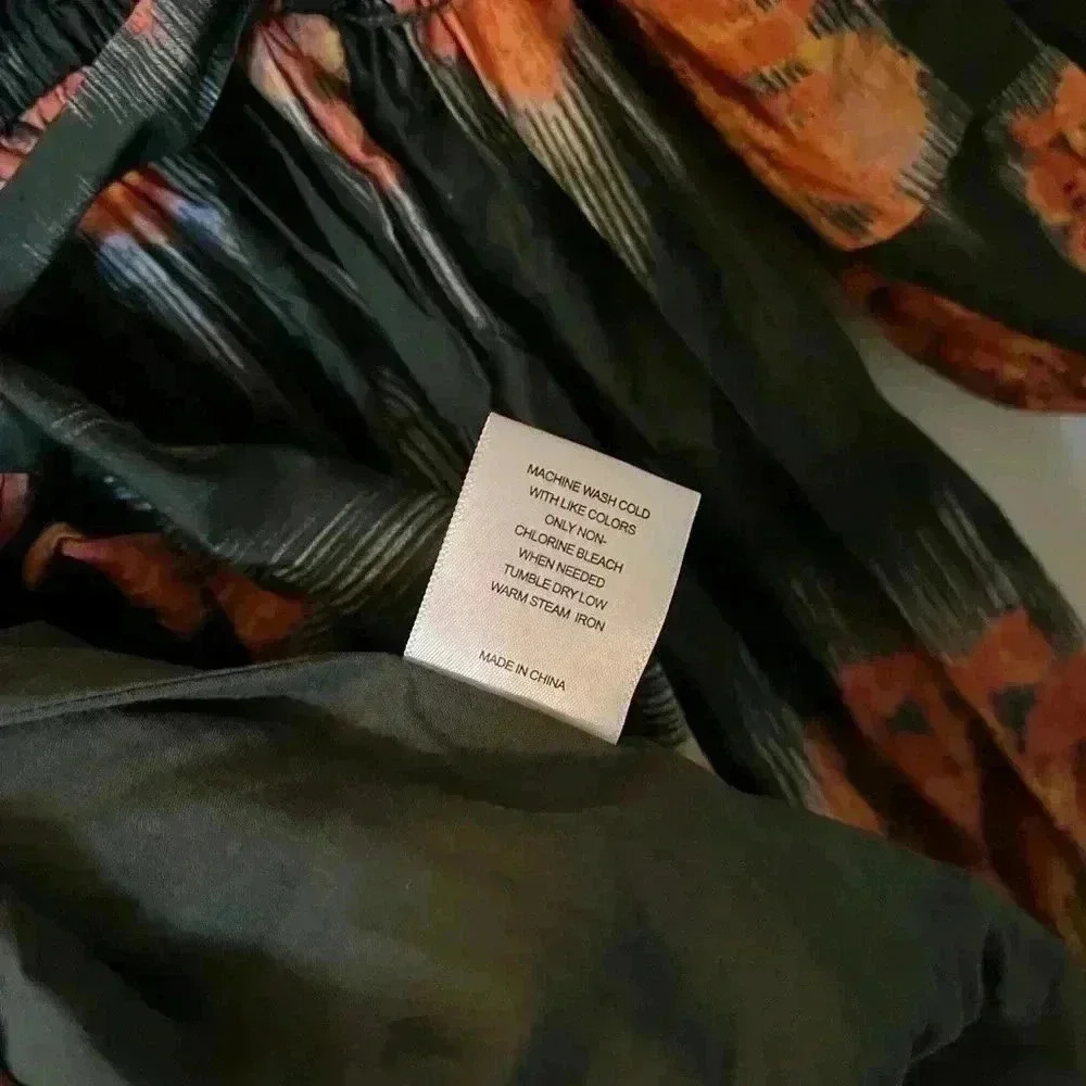 A Loves A Hunter Green Orange Floral All Cotton Dress 3/4 Sleeve size Large - Picture 6 of 7